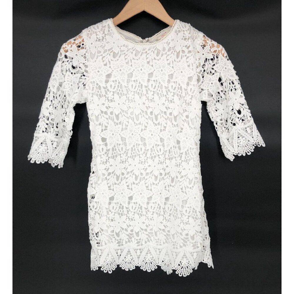 Hayden Girls White Lace Overlay Dress Girls 9/10 Back Zipper Easter Dance Church